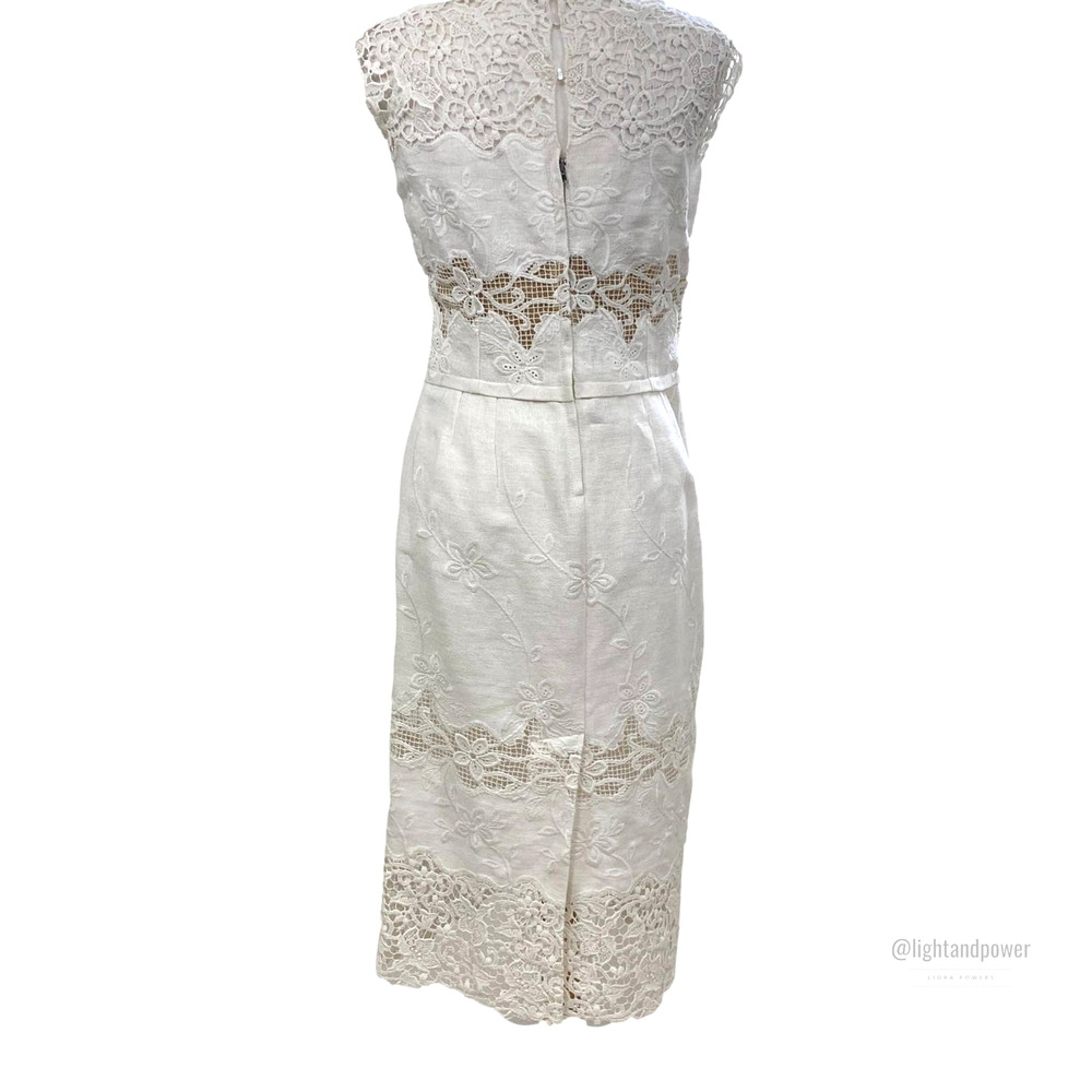 Dolce & Gabbana White Linen Lace Sheath Dress EUC - Picture 10 of 14